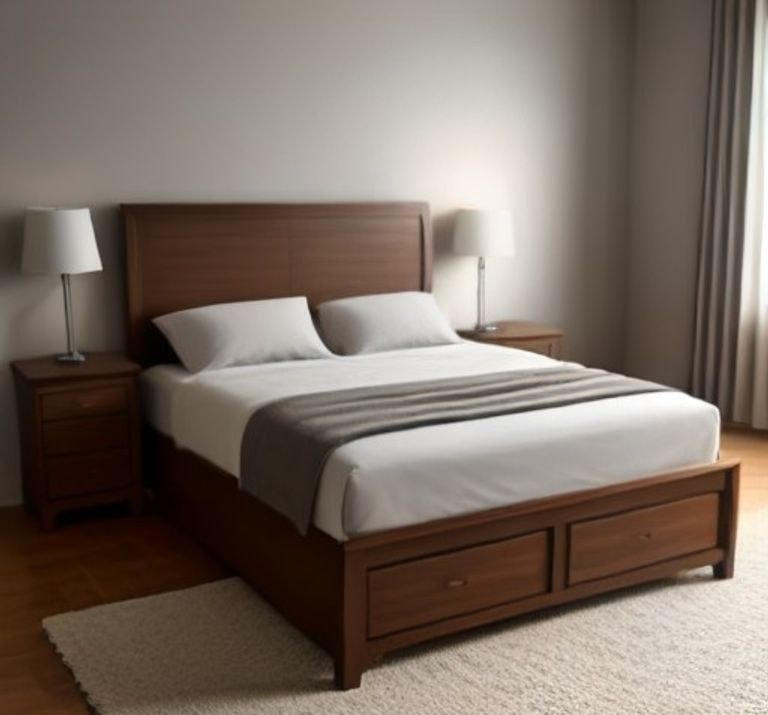 غرفة نوم كاملة خشب زان مع مرتبة - Quality used item at Tabuk Haraj Furniture showroom